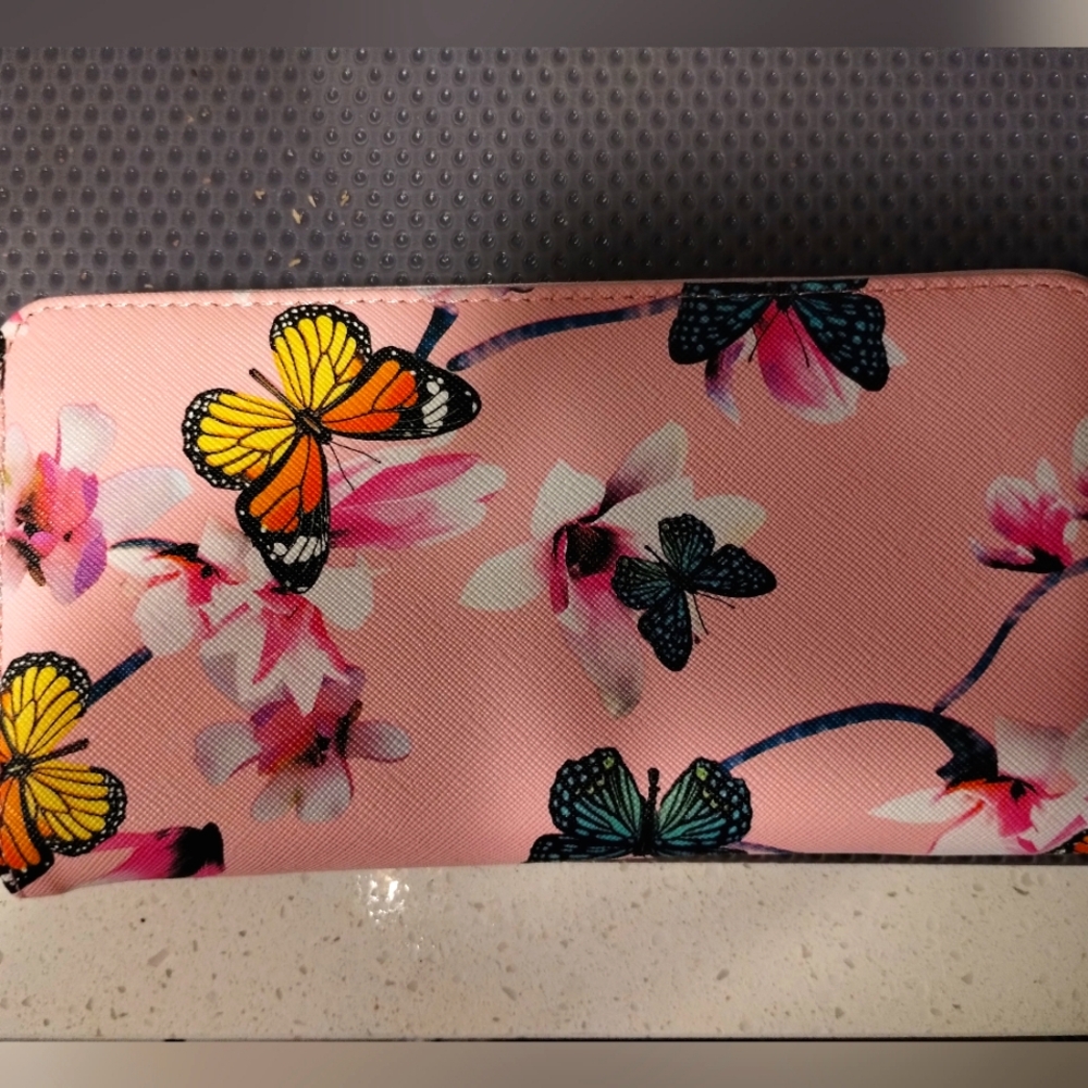 Pink Wallet with wrist strap